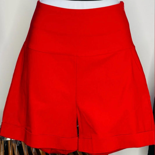 Red High Waisted Shorts